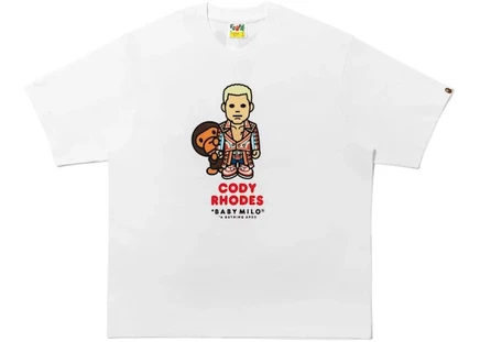 Мужская футболка Bape Baby Milo x Cody Rhodes, белая