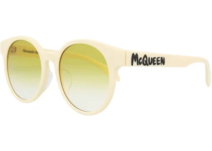 Женские солнцезащитные очки Alexander McQueen AM0349SA, белые с желтым