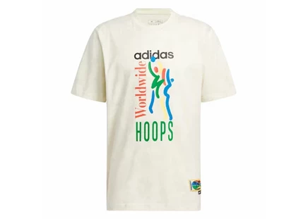 Мужская футболка Adidas Worldwide Hoops, слоновая кость/серебро