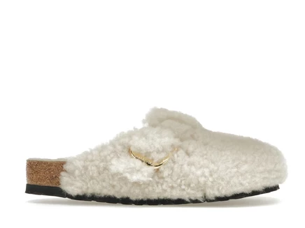 Мужские сабо Birkenstock Boston с мехом, слоновая кость