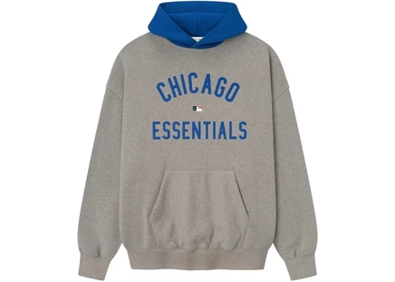 Унисекс худи Fear of God Essentials Cubs Sport, серый меланж/синий