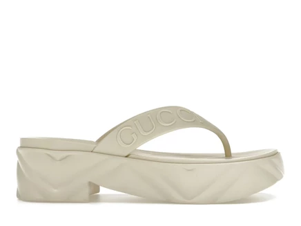Женские сандалии Gucci Thong на платформе, белые