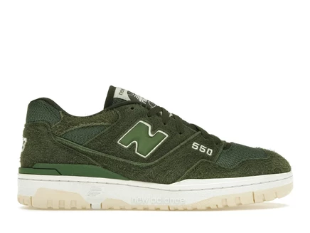 Мужские кроссовки New Balance 550 замшевые, зеленые