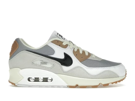 Мужские кроссовки Nike Air Max 90 SP Patta Waves, серо-белые с коричневой подошвой