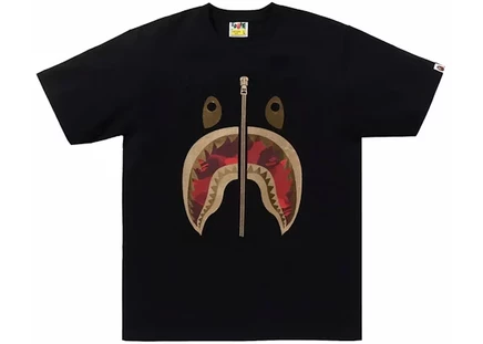 Мужская футболка Bape Color Camo Shark SS24, черно-красная