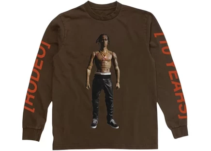 Мужской лонгслив Travis Scott Rodeo 10 Years Action Figure, коричневый