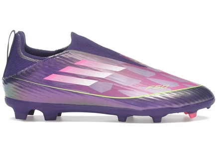 Детские бутсы adidas F50 Laceless Lamine Yamal, фиолетово-белые