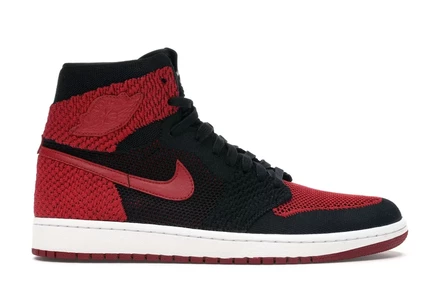 Мужские кроссовки Jordan 1 Flyknit Bred, черно-красные