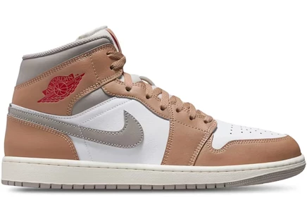 Мужские кроссовки Jordan 1 Mid Rattan, бежево-белые