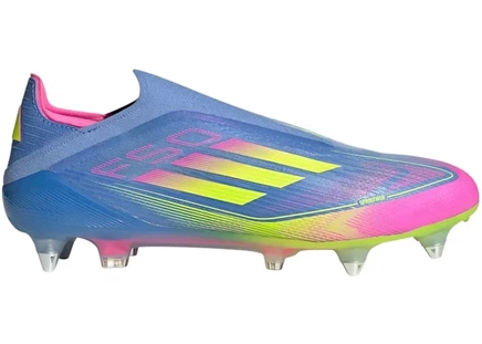 Мужские бутсы Adidas F50 Elite Laceless SG, сине-лимонно-розовые