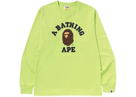 Мужской лонгслив Bape College L/S (SS25), светло-зеленый