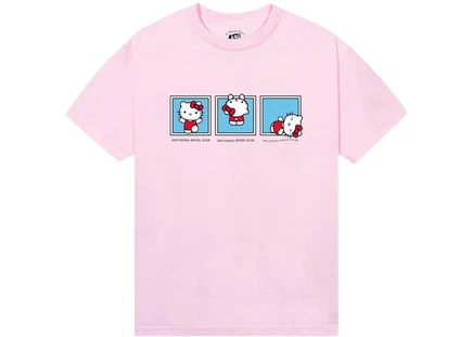 Футболка Anti Social Social Club x Hello Kitty Feel The Same, светло-розовая