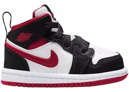 Детские кроссовки Jordan 1 Mid, бело-красно-черные