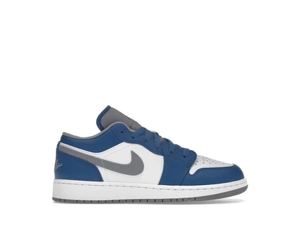 Детские кроссовки jordan 1 low, ярко-синие/цементно-серые/белые