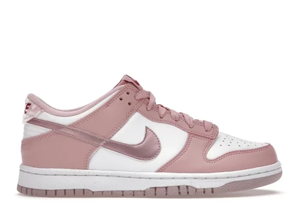 Детские кроссовки Nike Dunk Low Pink Velvet, розово-белые
