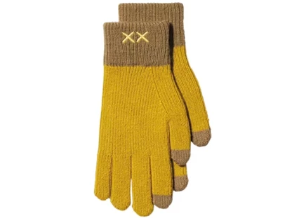 Унисекс вязаные перчатки Uniqlo x KAWS Heattech, желтые