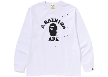 Мужская футболка с длинным рукавом Bape x Joshua Vides College, белая