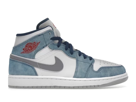 Мужские кроссовки Jordan 1 Mid, French Blue/Fire Red