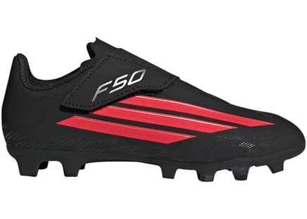 Детские бутсы adidas F50 Club Velcro FG/MG, черные/красные