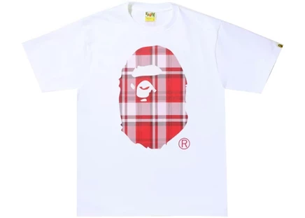 Мужская футболка BAPE Check Gift Ape Head, белая