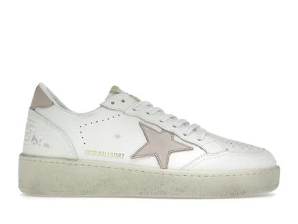 Женские кроссовки golden goose ball star 2, бело-розовые