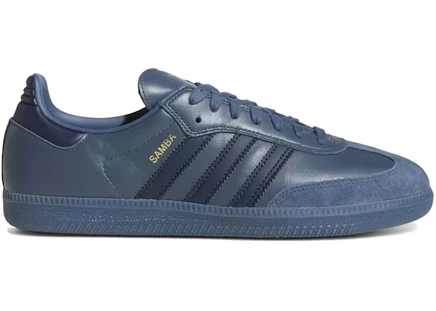 Мужские кроссовки Adidas Samba ADV Preloved Ink, тёмно‑синие/золотистые