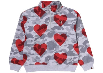 Женская толстовка bape i love bape с полузастёжкой, серая