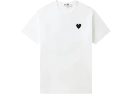 Унисекс футболка Comme des Garcons PLAY с сердцем из страз, бело-черная