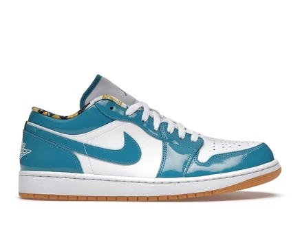 Мужские кроссовки Jordan 1 Low SE Barcelona, бирюзово-белые