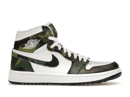 Мужские кроссовки Jordan 1 High Golf Camo, зелено-бело-черные
