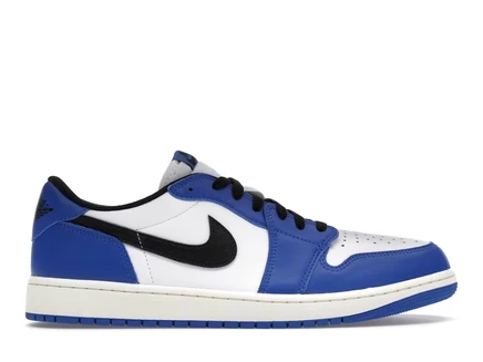 Мужские кроссовки Jordan 1 Retro Low OG кожаные, белые/черные/синие