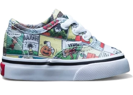 Детские кеды Vans Authentic Peanuts Comic (TD), черно-белые