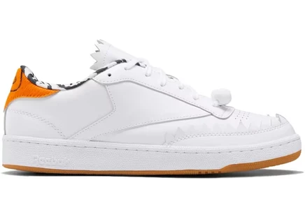 Мужские кроссовки Reebok Club C Wilma Flintstone, бело-черно-оранжевые