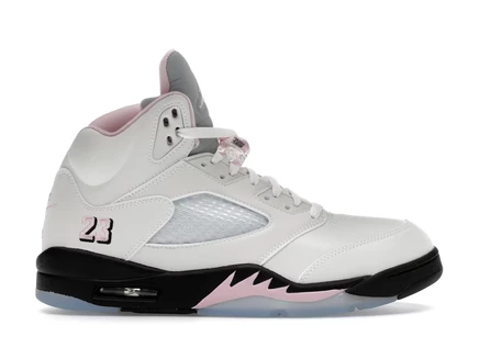 Мужские кроссовки Jordan Air Jordan 5 Retro бело-нежно-розовые с черными элементами