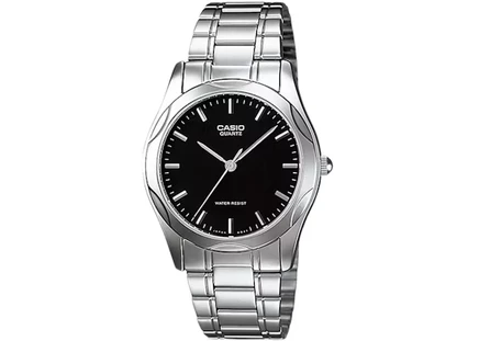 Мужские часы Casio LTP-1275D-1A, корпус 25 мм сталь, браслет стальной, циферблат черный