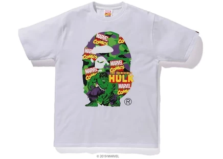 Мужская футболка Bape x Marvel Camo The Hulk, белая