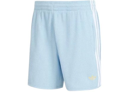 Мужские шорты adidas waffle knit sprinter, небесно-белые с желтым