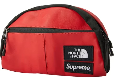 Унисекс кожаная поясная сумка Supreme x The North Face Roo II, красная