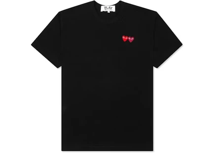 Женская футболка Comme des Garcons Play Double Hearts, черная
