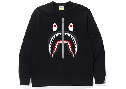 Футболка с длинным рукавом Bape Shark L/S, черная