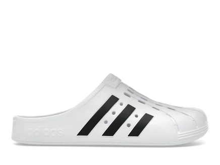 Мужские сабо Adidas Adilette Clog, бело‑черные