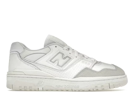 Мужские кроссовки new balance 550, белые с серым носком