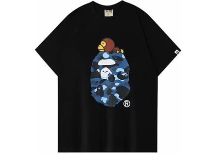 Мужская футболка Bape Color камуфляж с Milo, черно-синяя