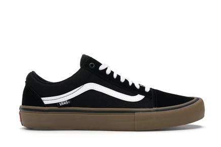 Мужские кеды Vans Old Skool Pro, черно-белые с коричневой подошвой