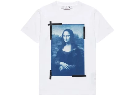 Мужская футболка Off-White Mona Lisa Slim Fit, бело-сине-черная