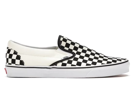 Мужские слипоны Vans Slip-On Checkerboard, текстильные, черно-белые