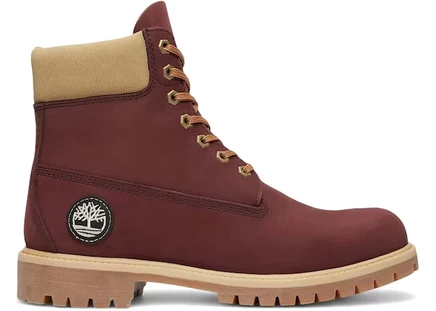 Мужские ботинки Timberland 6″ нубук, бордово-бежевые