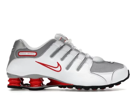 Мужские кроссовки Nike Shox NZ, бело-красно-серебристые