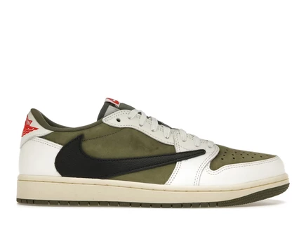 Мужские кроссовки Jordan 1 Low Travis Scott, оливковые