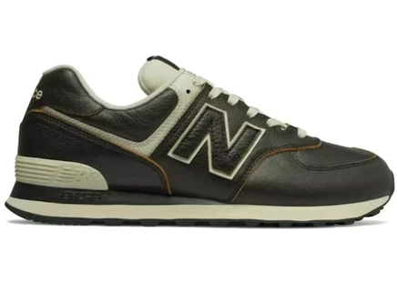 New Balance 574 Black Leather black/cream/brown
